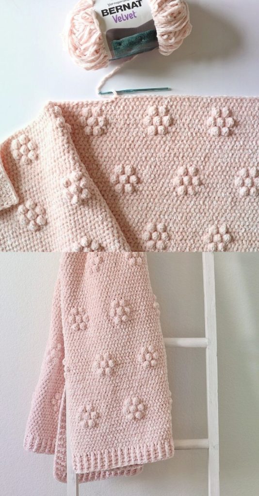 Kostenlose Häkelanleitung Crochet Velvet Flower Blanket Kunst